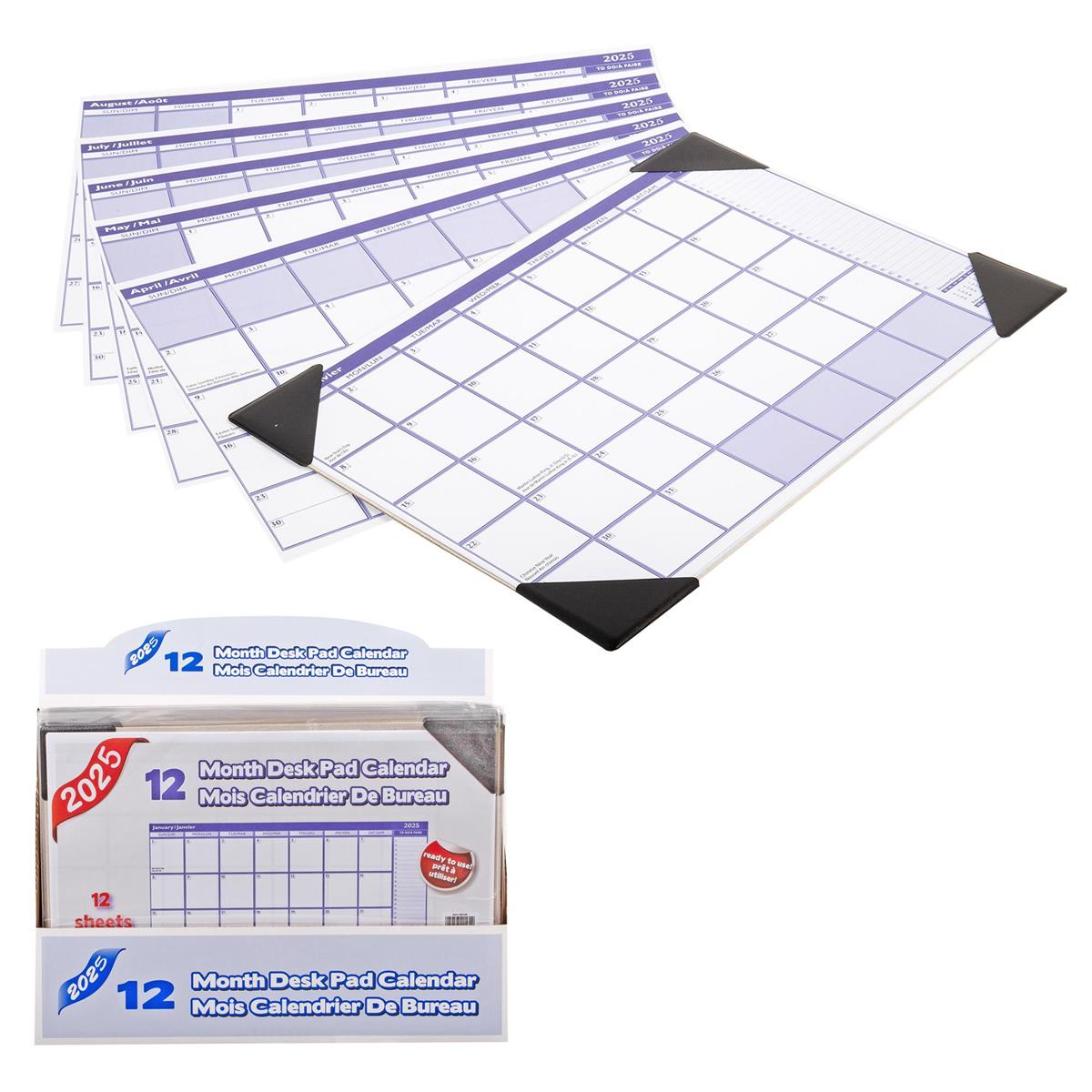 2025 12 Month Desk Pad Calendar, 36/dsp (Bilingual), 10.5"x15"