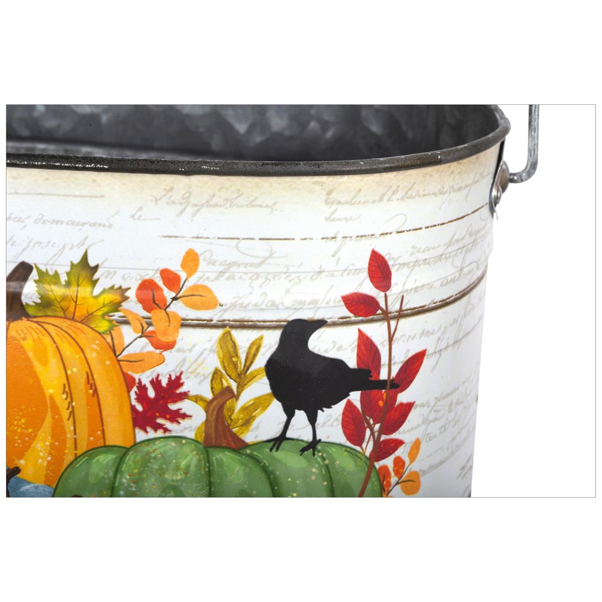 Harvest Set/3 Pumpkin Metal Buckets , cht