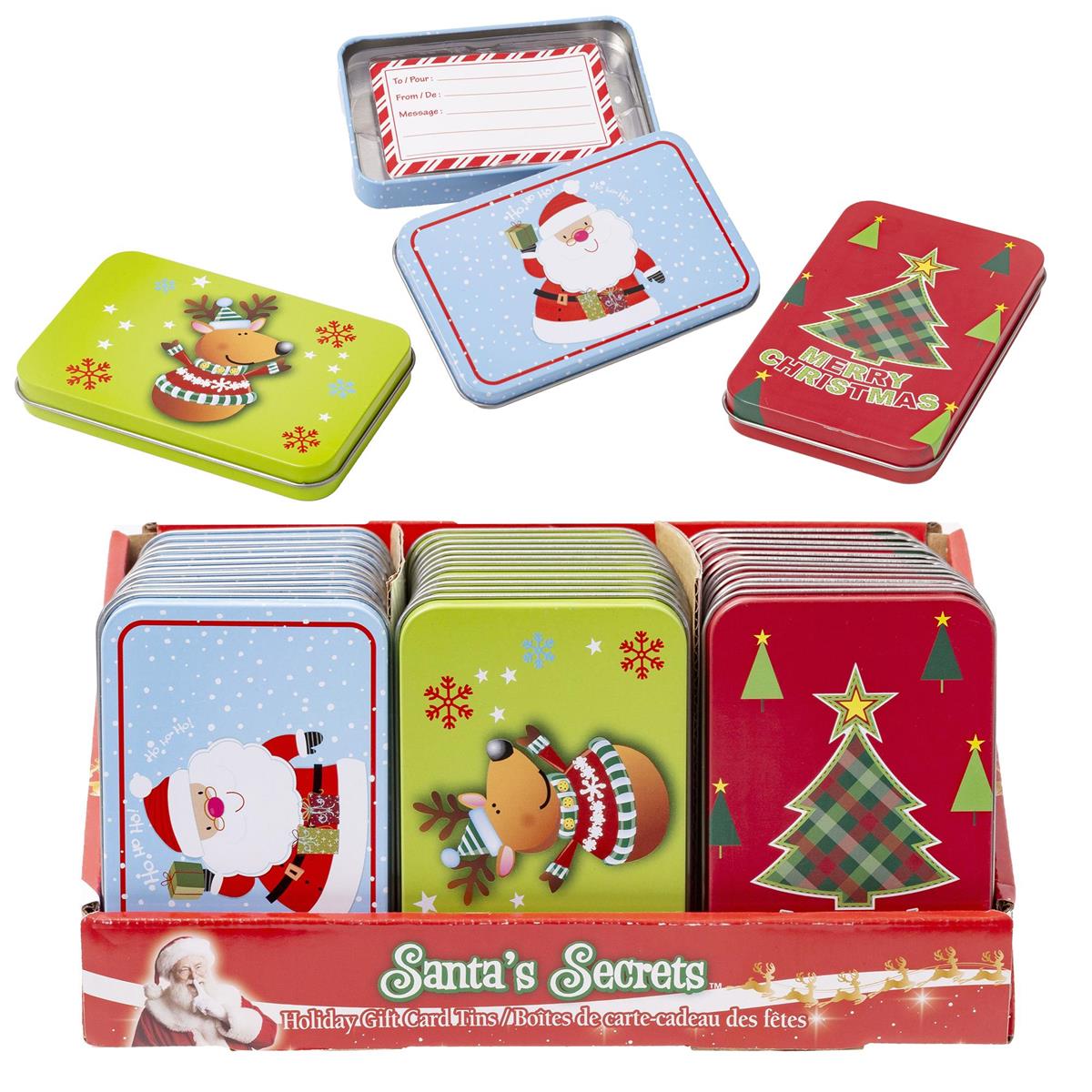 Paper T. Xmas Tin Gift Card Holder w/Gift Card, 3/s, 36/dsp, 4.5"x 3"