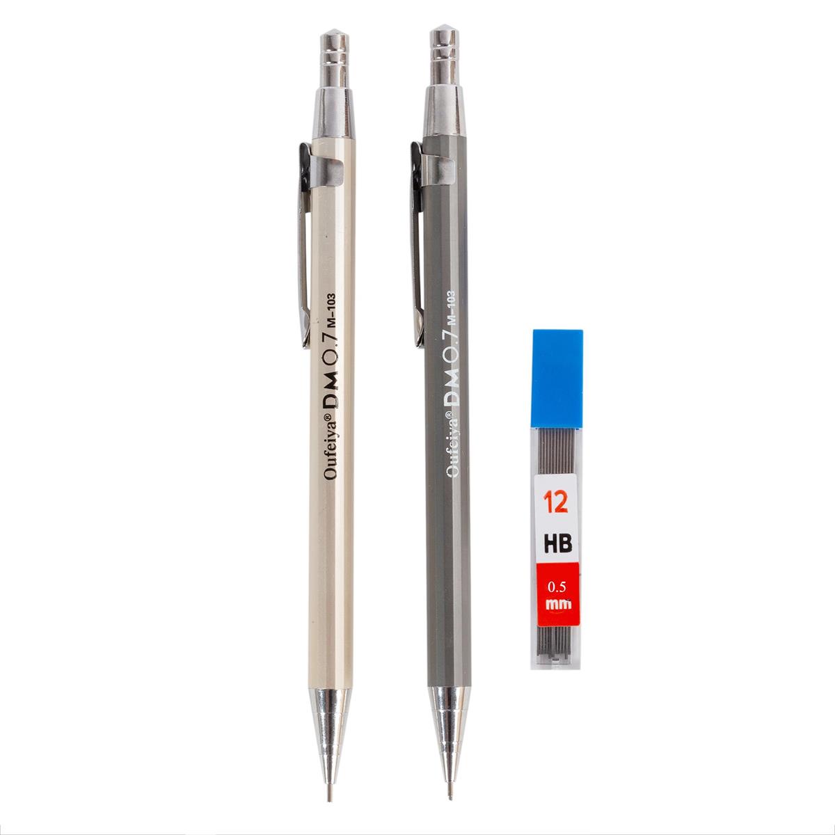 O.WKs. 2-pc 0.5 Mechanical Pencil, 2 Colors, Pencil w/12 Leads ,b/c