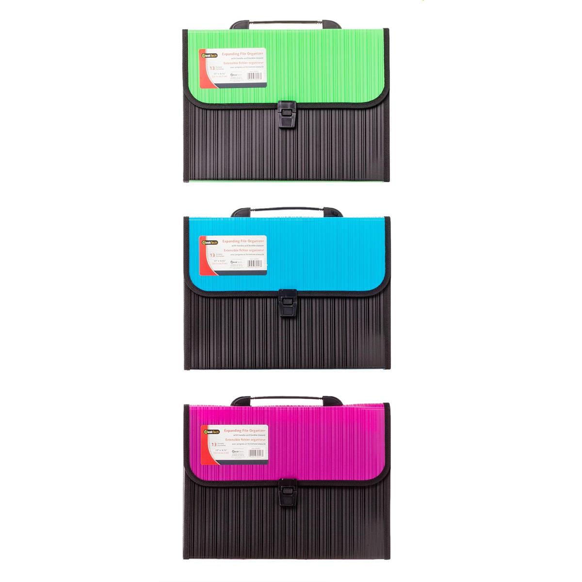Desk Tech 13 pkt File Organizer Letter size, handle w/ lock flap.