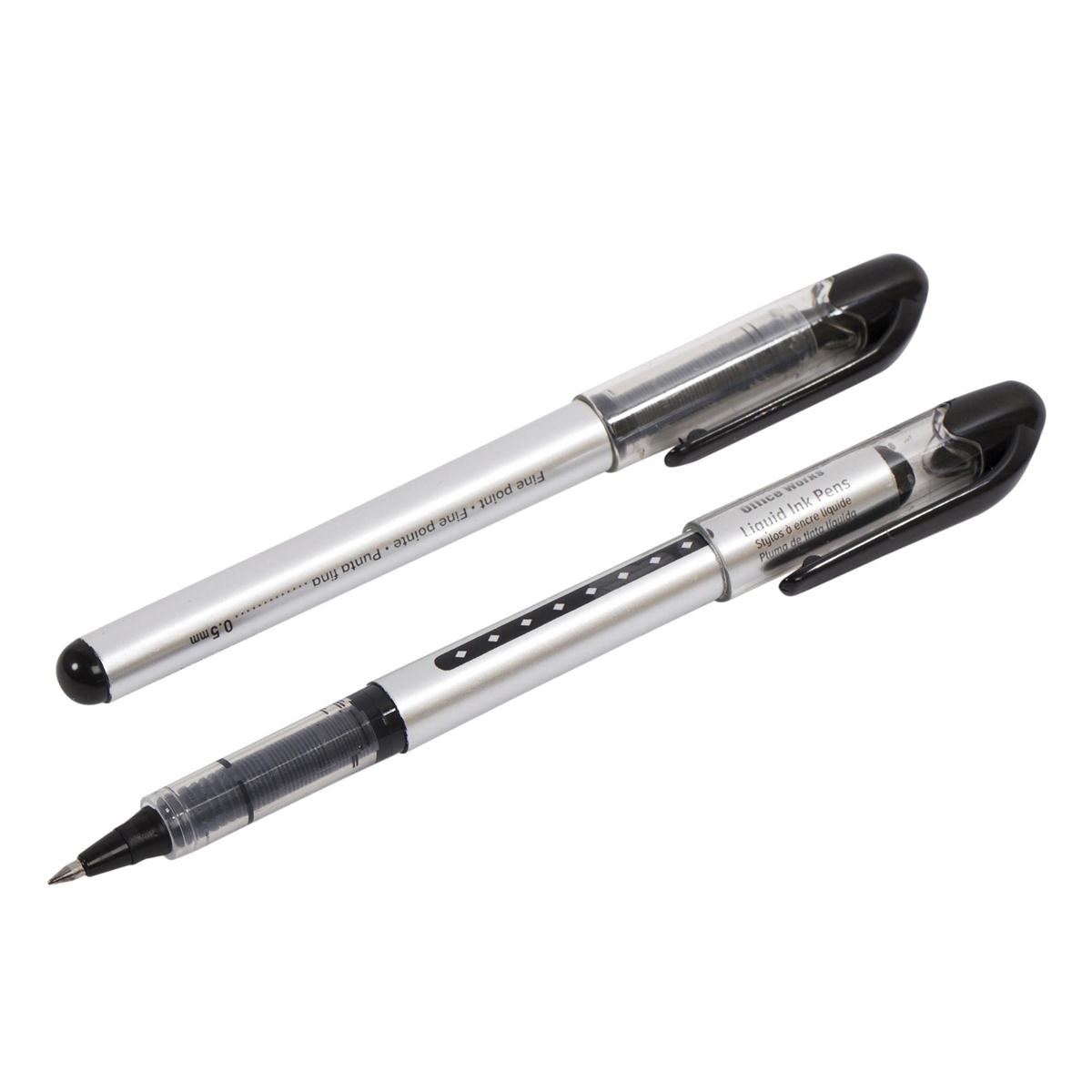 O.WKs. 2pc Liquid Ink Pens, Black Ink, b/c (HZ)