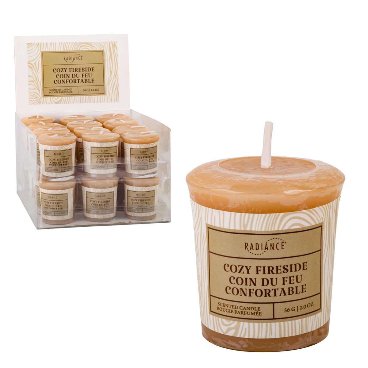 Radiance Scented Votive Candle, Cozy Fireside, 24/dsp