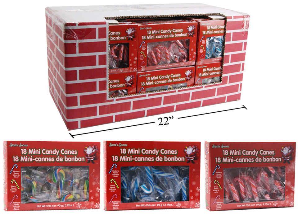 S.Secrets 18ct. Mini Candy Canes, Fruit Flavoured,3.2oz.(90g/box),3/c