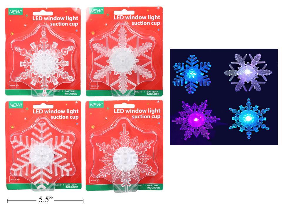 Deco L. 4.5'' LED Snowflake Suction Cup Window Light Decor, 4/s, b/c