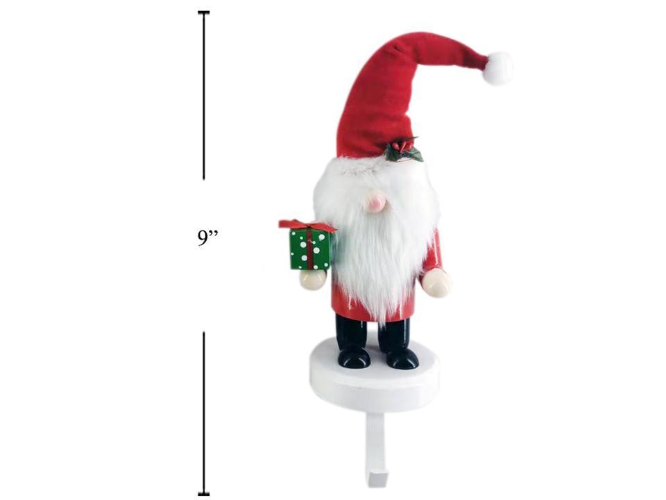 Deco N. Wooden Xmas Gnome Stocking Holder, 2/s, cht
