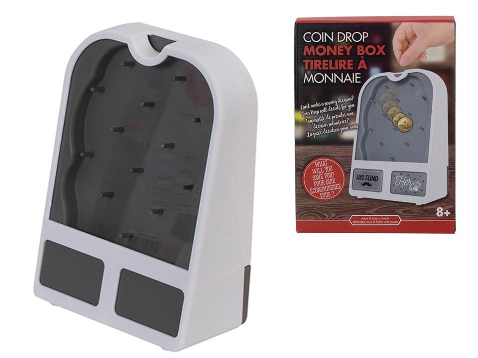 Coin Drop Money Box w/10 Stickers, colour box
