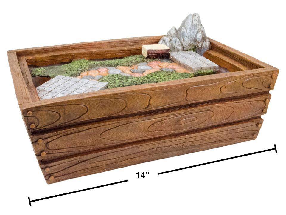 Polyresin Wooden Crate Base for Miniatures, 13.8"x9.8"x4.5", upc