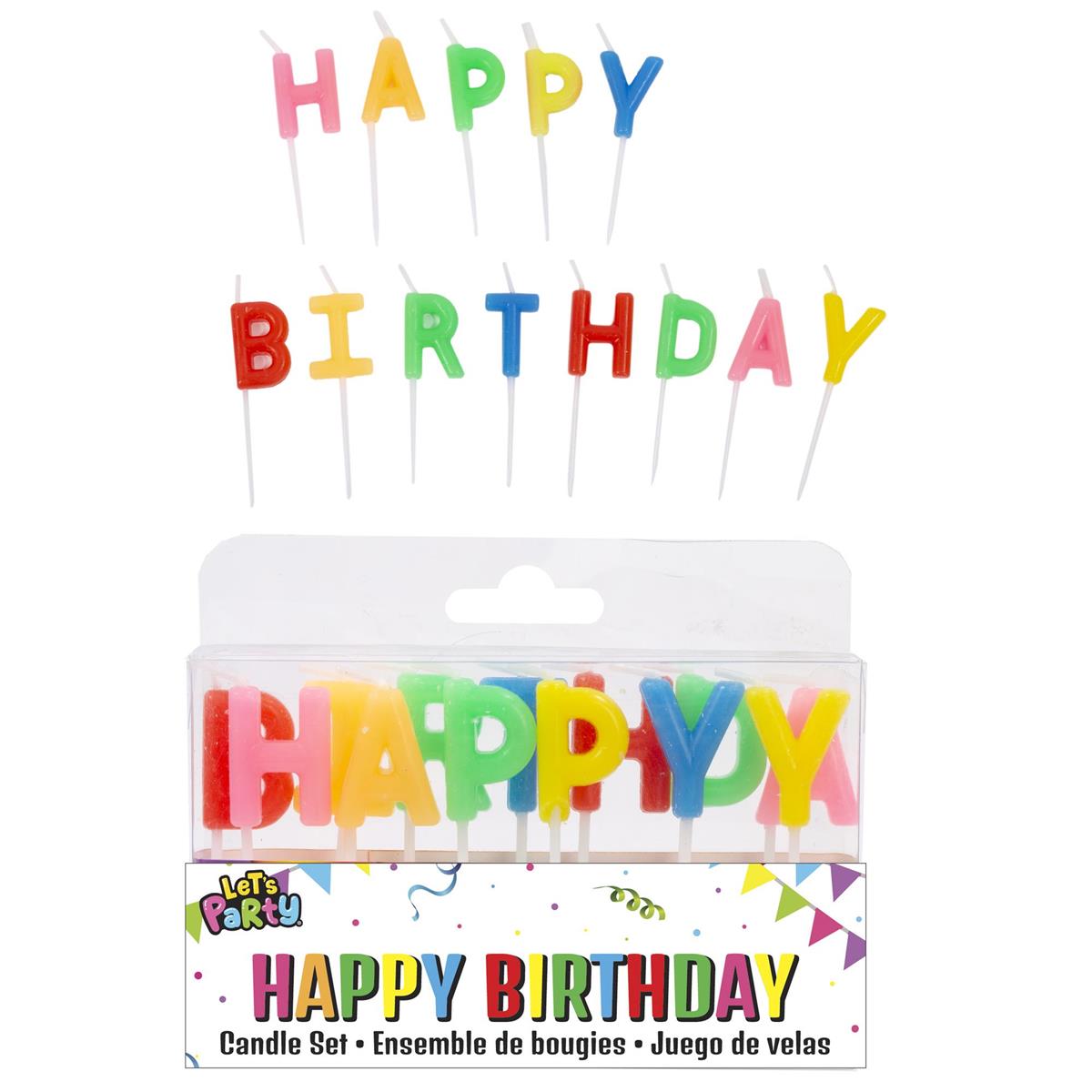 Let's Party Rainbow "HAPPY BIRTHDAY" Candle Set, 13pk