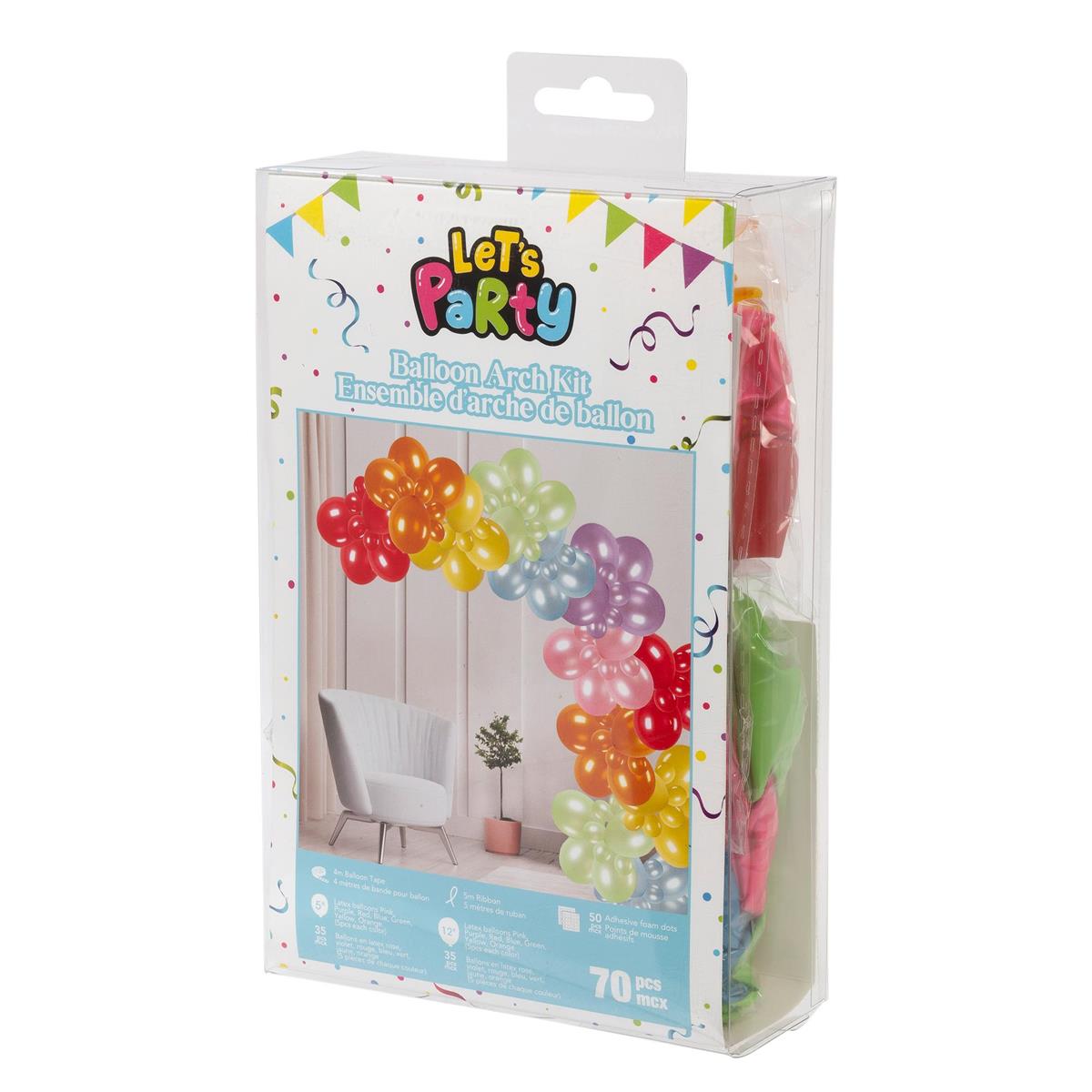 70pcs Rainbow Balloon Arch Kit, W/4m balloon tape and 50 glue dots,