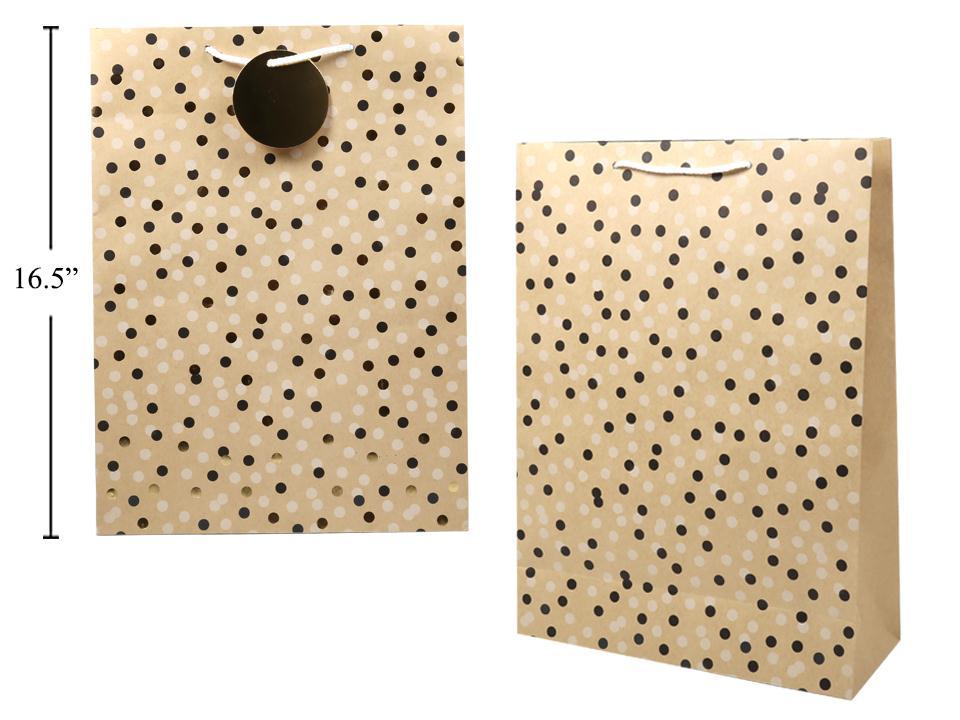 Paper T., Jumbo Gift Bag, Dots, Kraft/HS, 150GSM