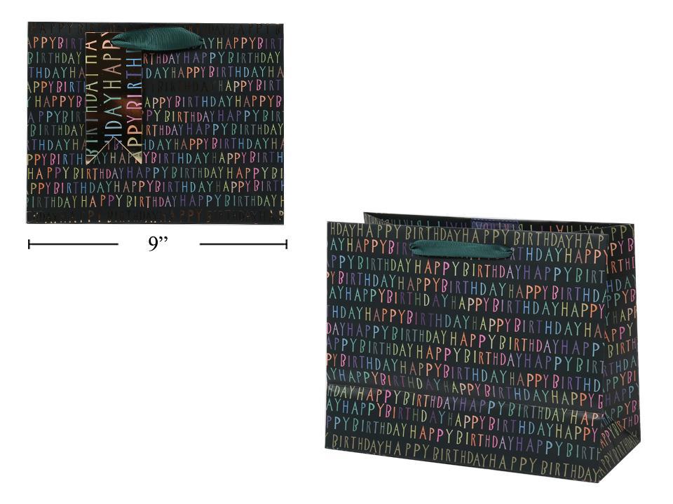 Paper T., Medium Gift Bag, Happy Bday, Matte/HS,