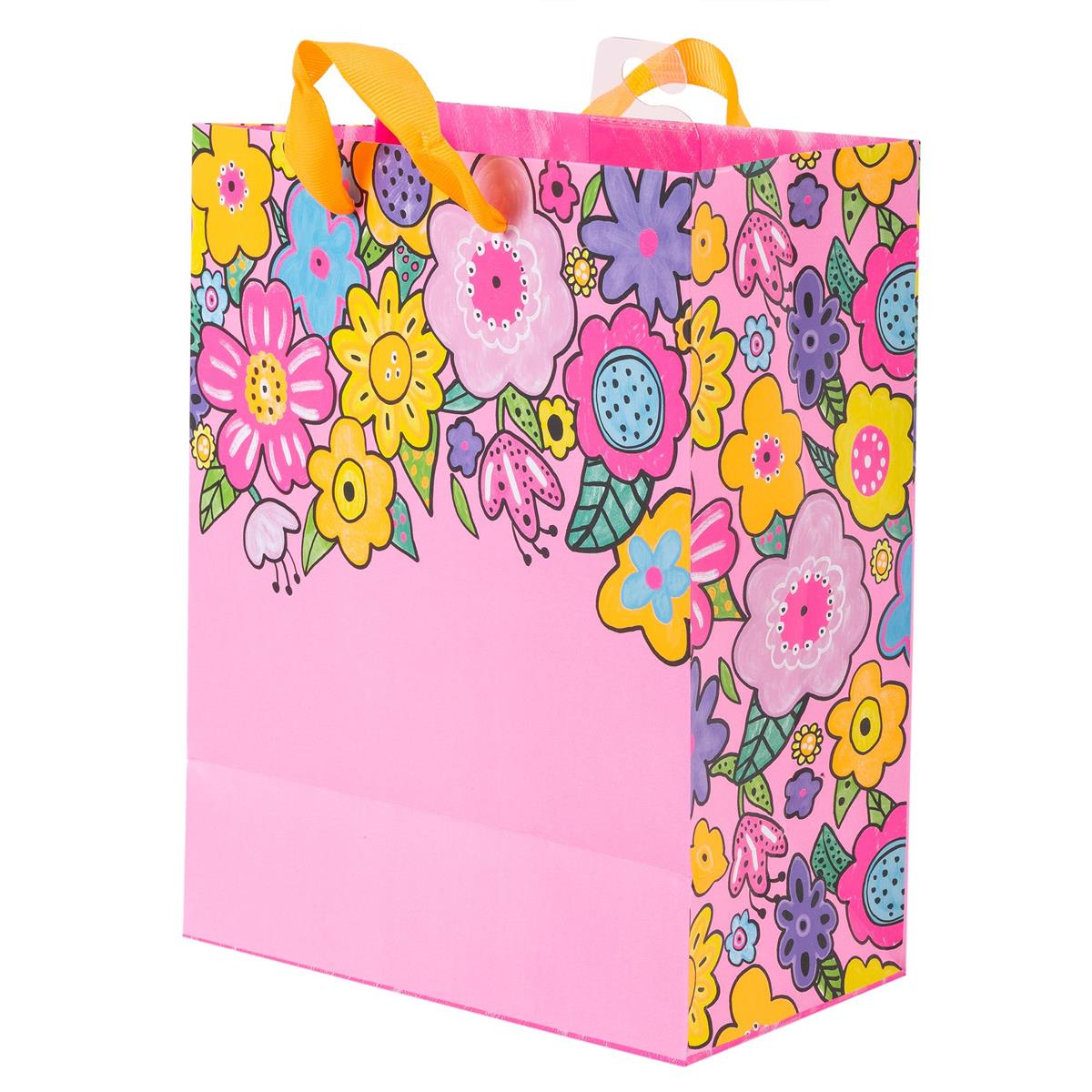 Paper T., Medium Gift Bag, Floral Matte/Neon 157GSM, Tag +jhook