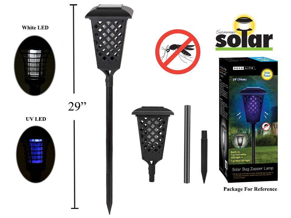Solar 29" LED Light & UV Bug Zapper Garden Stake, colour box