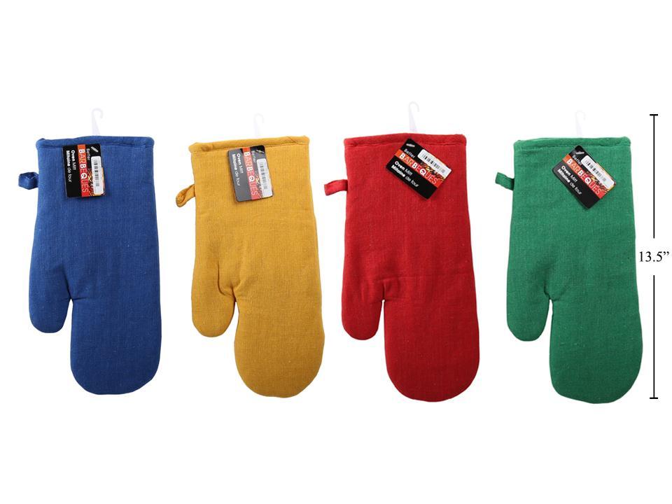 BBQ Oven Mitt, 7"x13", 4asst. Colours, jhook w/cht