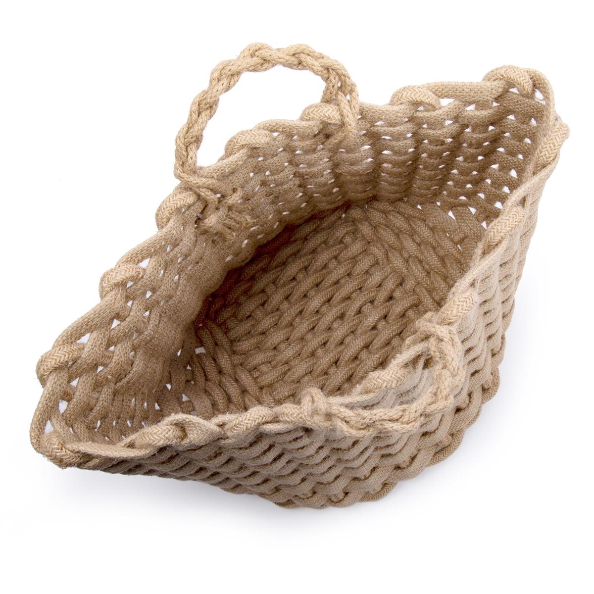 Chunky Jute Woven Basket w/Handle, Natural, 11.75"D x 11.75"H, hangtag