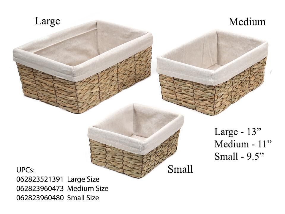 S/3 Grass Storage Baskets w/ liner 13x8.7x5.5", 11x8x5",