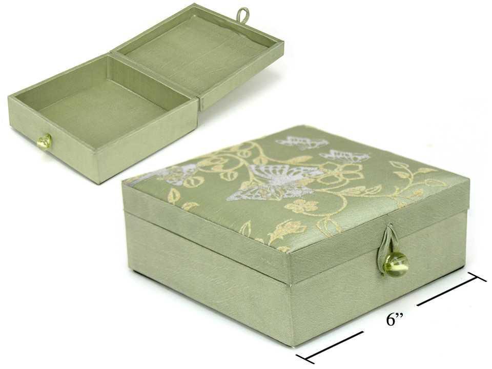 6"x6"x2.5" Decorative Storage Box, Green