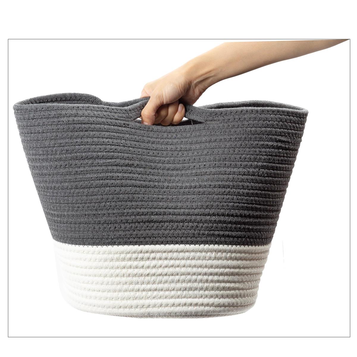 Set/3 Round Cotton Rope Storage Baskets, L, M, S