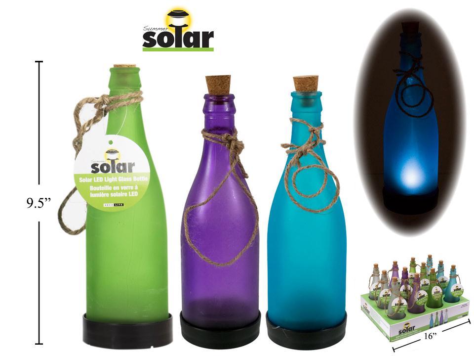 Solar Light Glass Bottle,12pcs/pdq, w/1 LED, 4/c, batt. incl. (A316228)