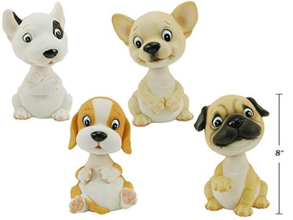 8"H Polyresin Bobble Head Figurine, Dog, 4 styles