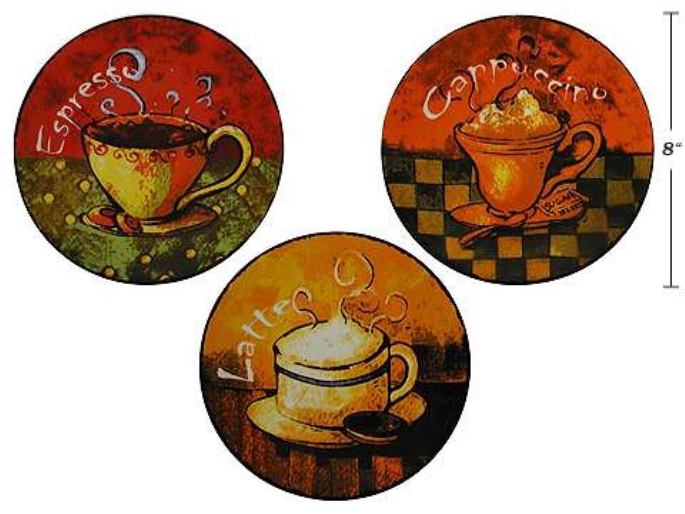Coffee Series 8" Decorative Plate, 3 styles