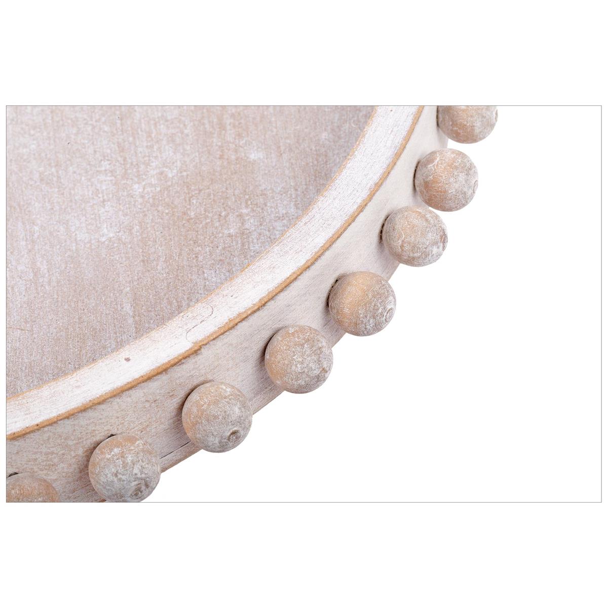 Set/2 Farmhouse Round Wood Trays Whitewash, MDF