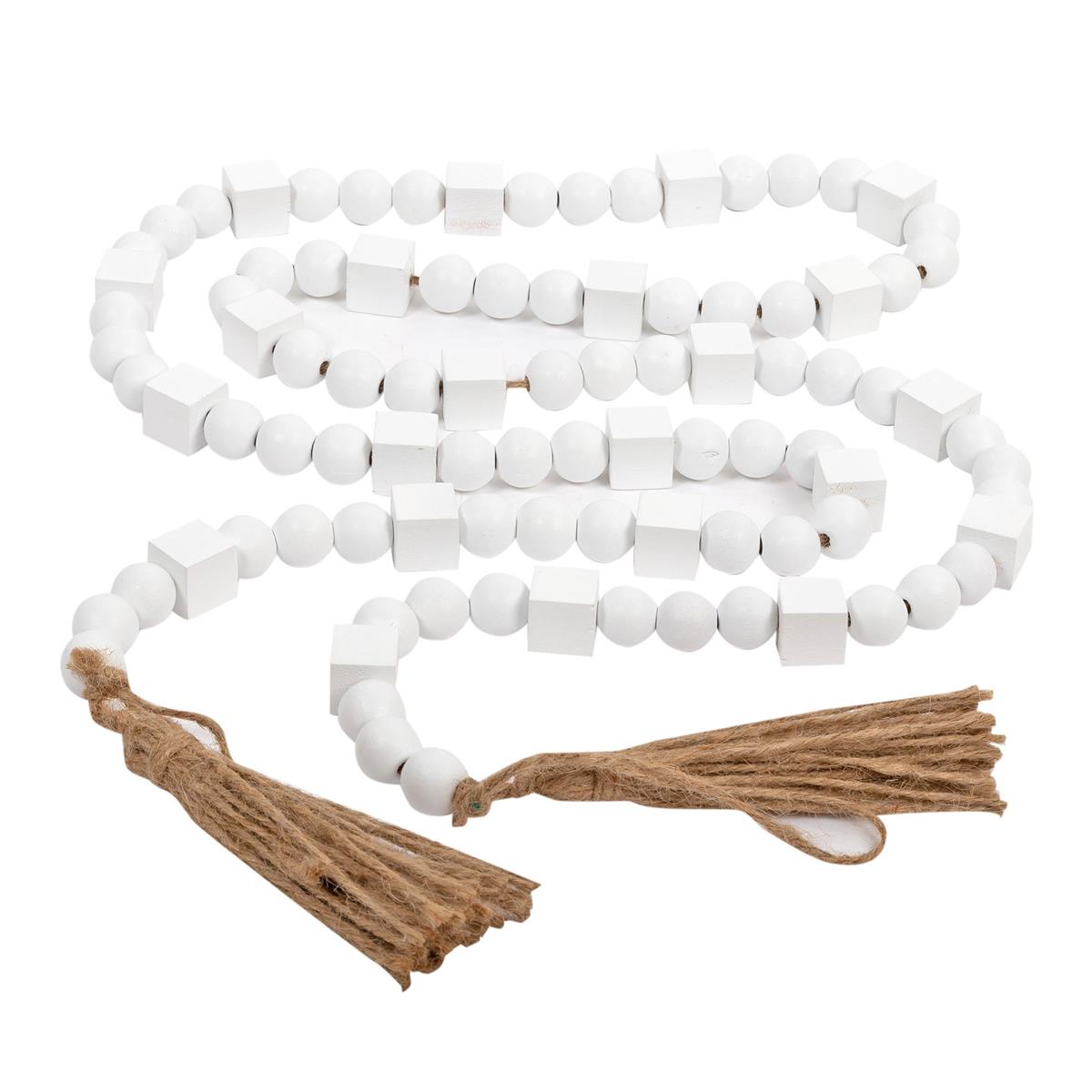 Guirlande de perles en bois peintes en blanc Cox & Cox