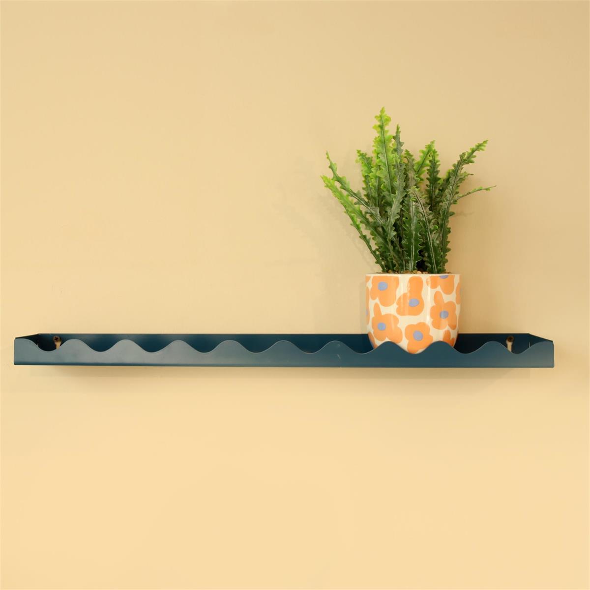 Metal Wiggle Edge Wall Shelf, 23.6"L, Navy