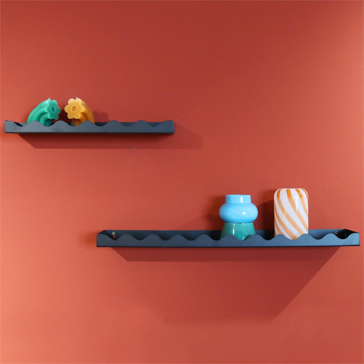 Metal Wiggle Edge Wall Shelf, 23.6"L, Navy