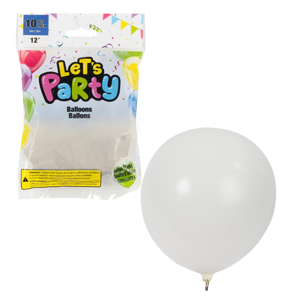 Let's Party10pcs 12"Helium Quality Balloon, White (ES82684)