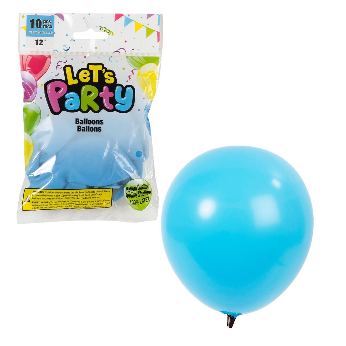 Let's Party 10 pcs 12" Helium Quality Balloon,Light Blue(ES82689)