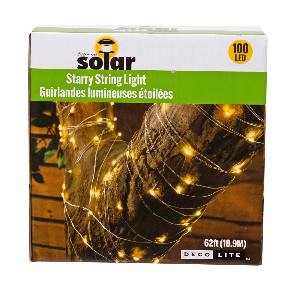 Solar 100 LED Copper Wire String Lights, Warm LED 3.9"/Total 62.3'