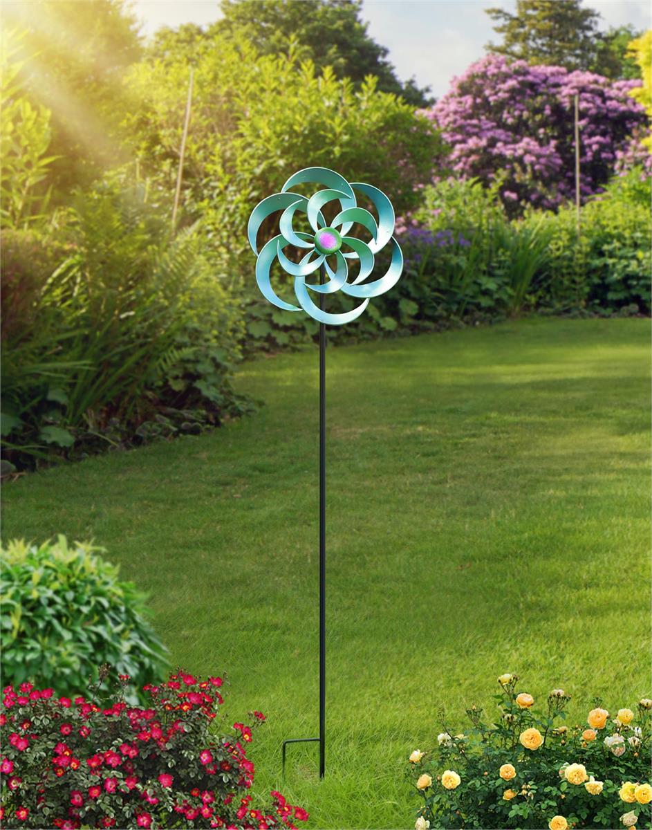 Country G. 11.5"x47" Metal Wind, Spinner Garden Stake, cht