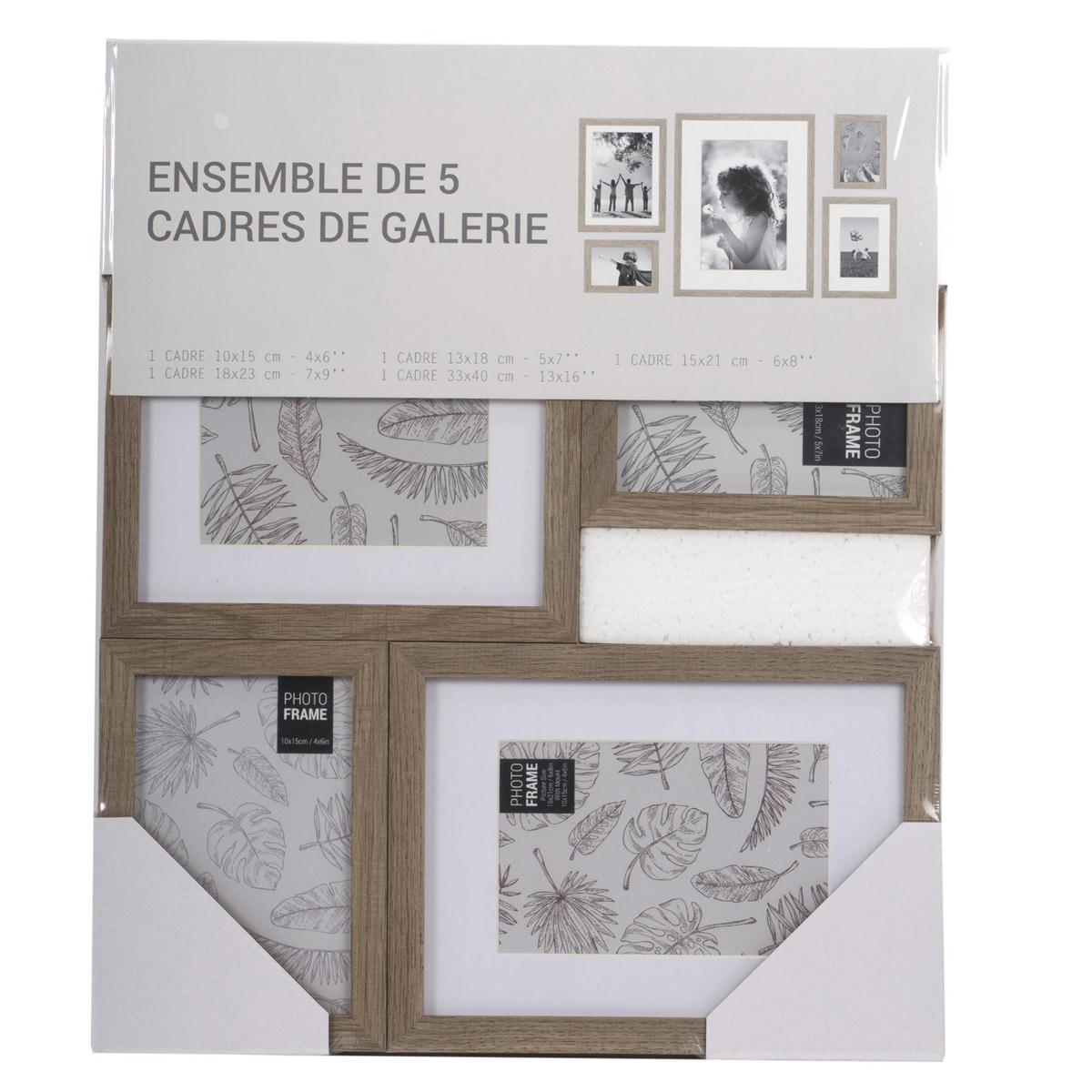 Gallery Frame Set/5 Woodgrain Light ,MDF,shrink/col label, ship box