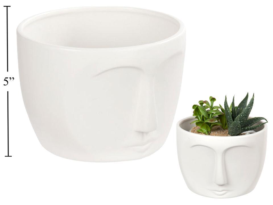 Face Planter Matte White, 6"D x 4.25"H, bubble