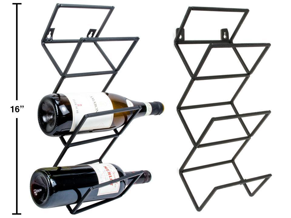 Iron Wall Wine Rack (3 Bottles), 16"x5.5", Black, hangtag