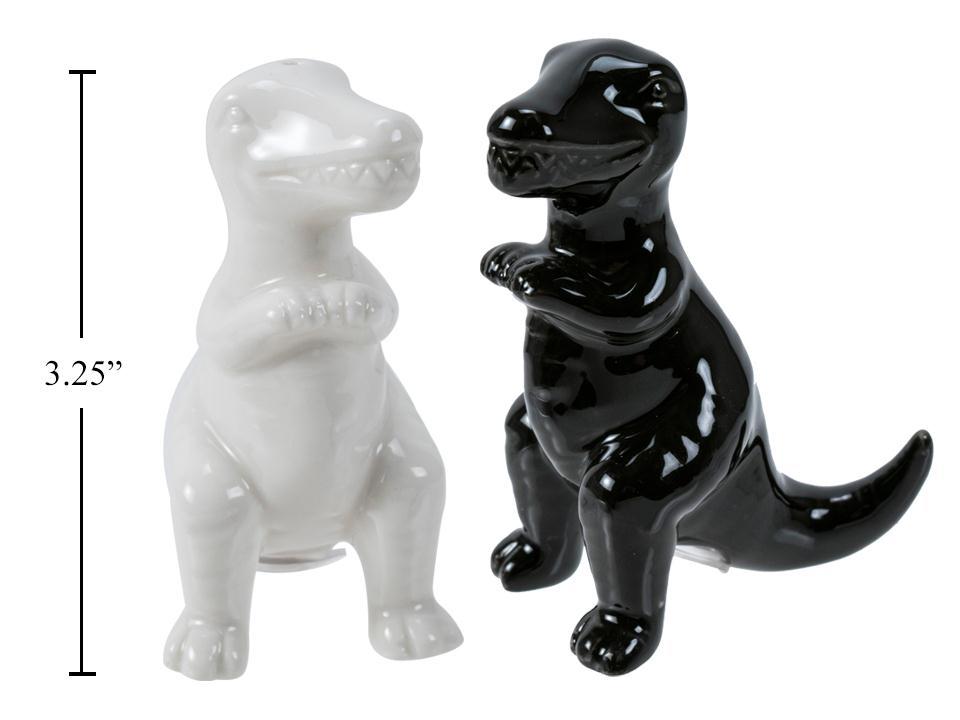 HeyDay TRex Salt & Pepper Shakers, Blk/Wht Porcelain, qbx