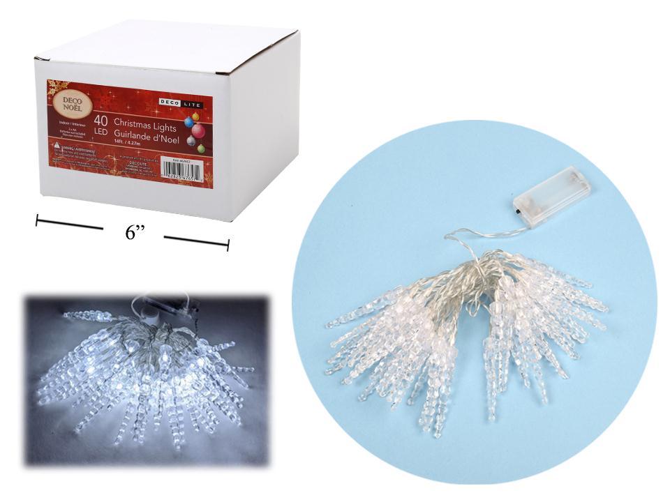 Deco L. B/O 14' 40 LED String LightsIcicles, pvc box