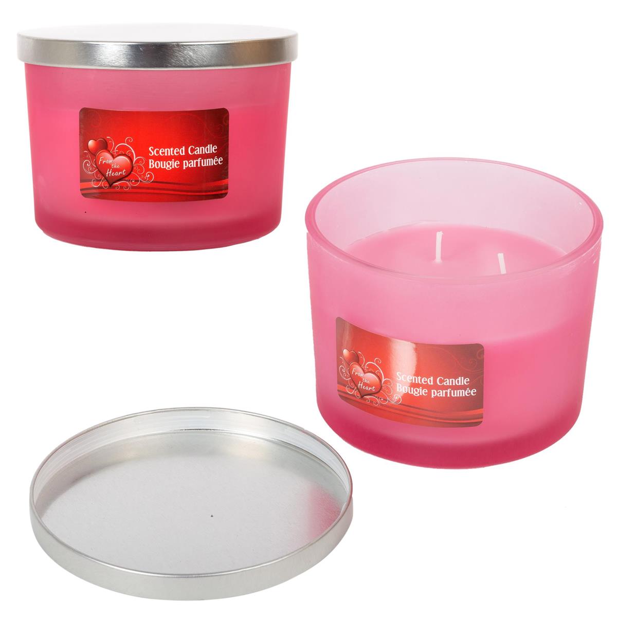 V'tines 9oz Scented Jar Candle XOXO Candy Scent , 3Wicks, label