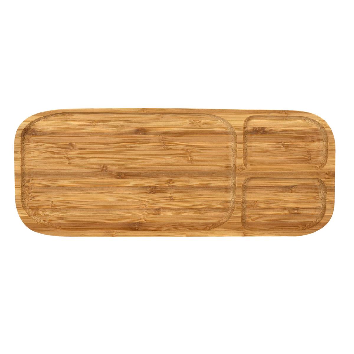L.Gourmet Bamboo Food Tray, 15" x 6", shrink w/ col. sleeve