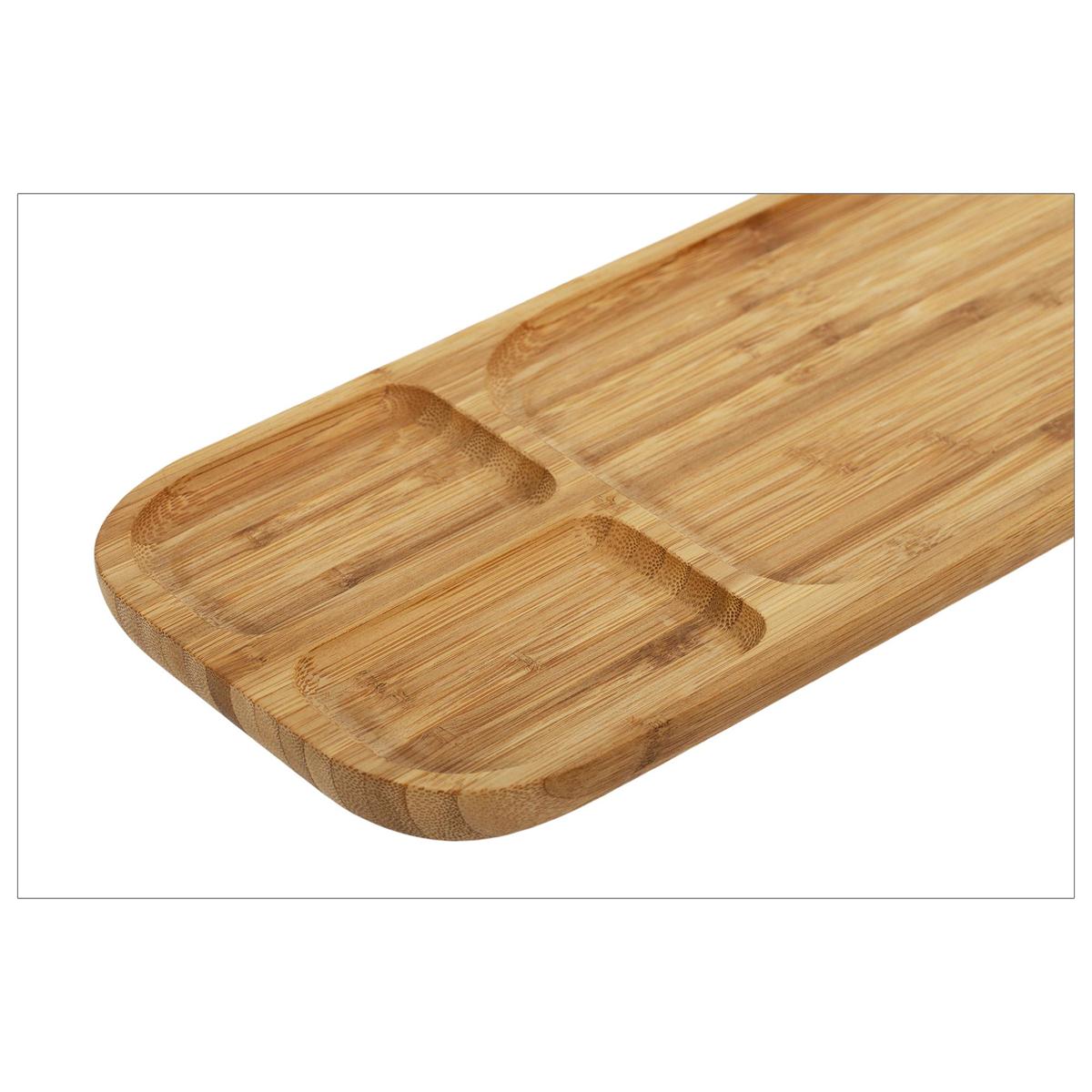 L.Gourmet Bamboo Food Tray, 15" x 6", shrink w/ col. sleeve