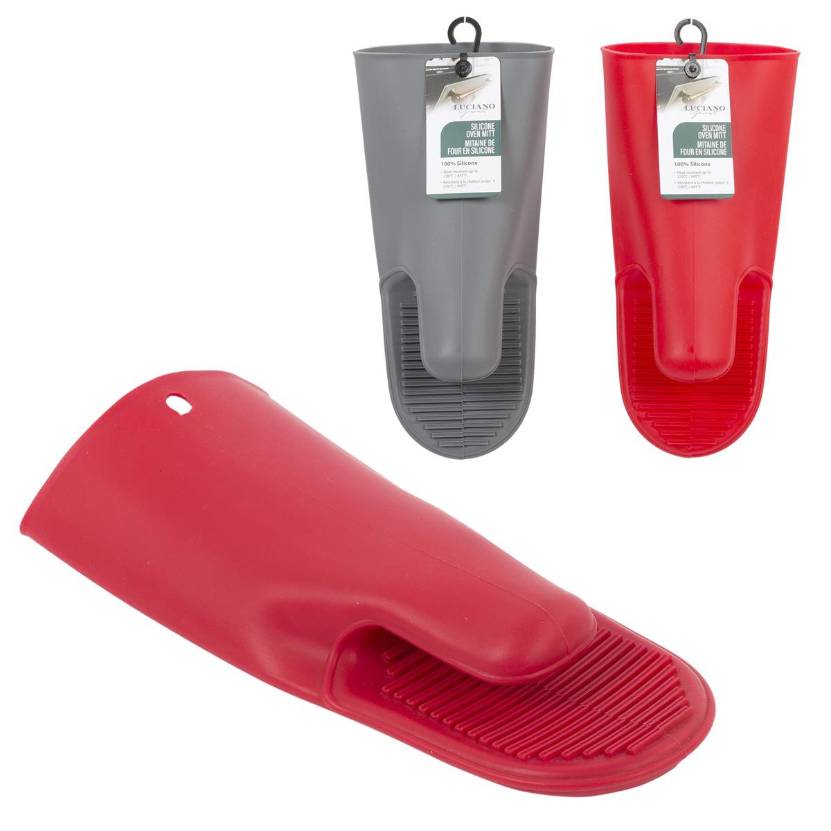 L.Gourmet Silicone Oven Mitt, 2 colors, hangtag w/ hanger