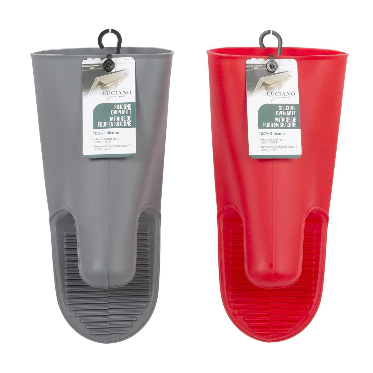 L.Gourmet Silicone Oven Mitt, 2 colors, hangtag w/ hanger