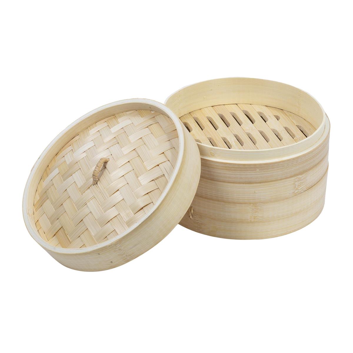 L.Gourmet Bamboo Food steamer, 2Layer w/ Lid, shrink wrap