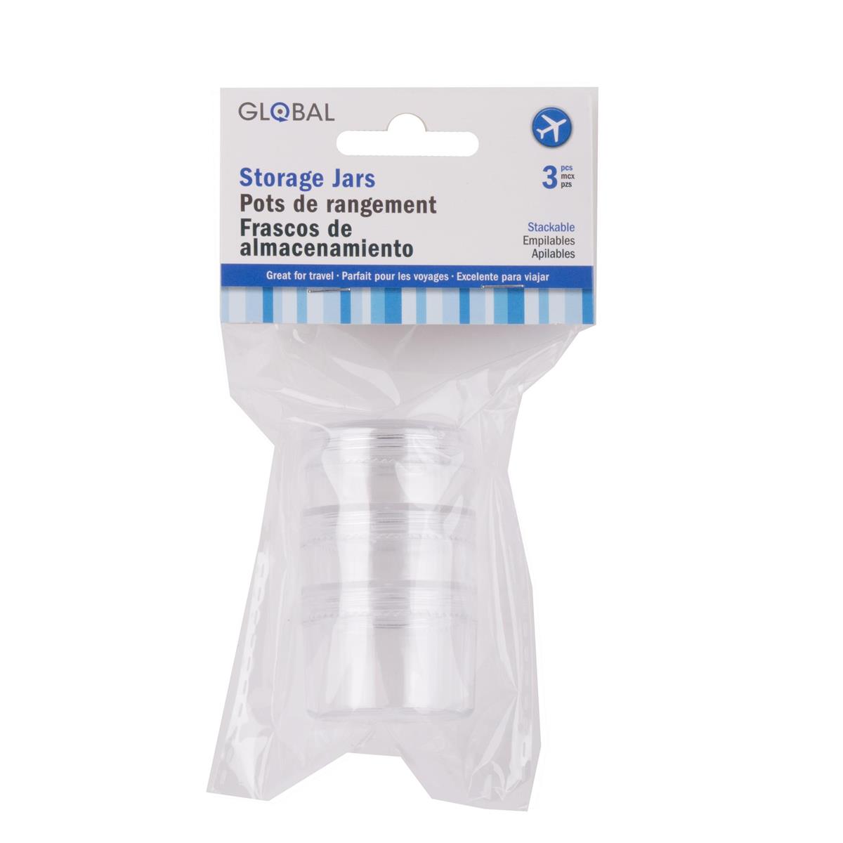 Global, 3 Stackable Storage Jars 3.5x6cm, clear, pbh