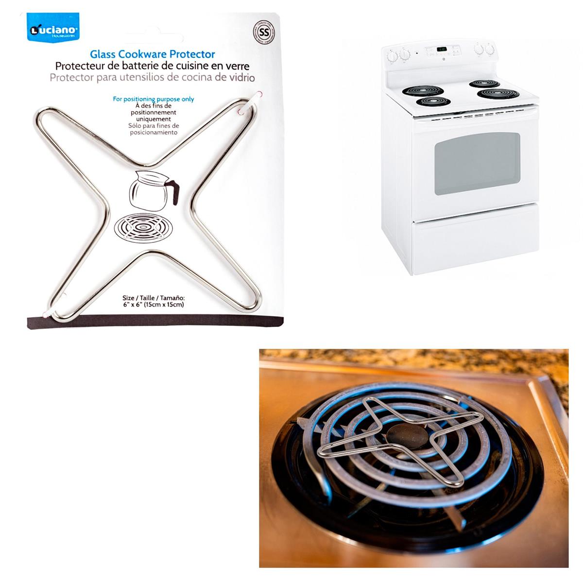 Luciano 6"x6" Glass Cookware Protector, Stainless Steel, t.o.c.