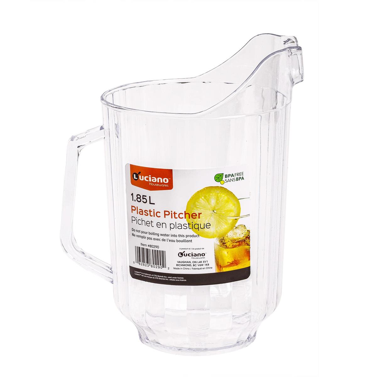 Luciano 1.85L Clr. Plastic Pitcher, label (GV97782)
