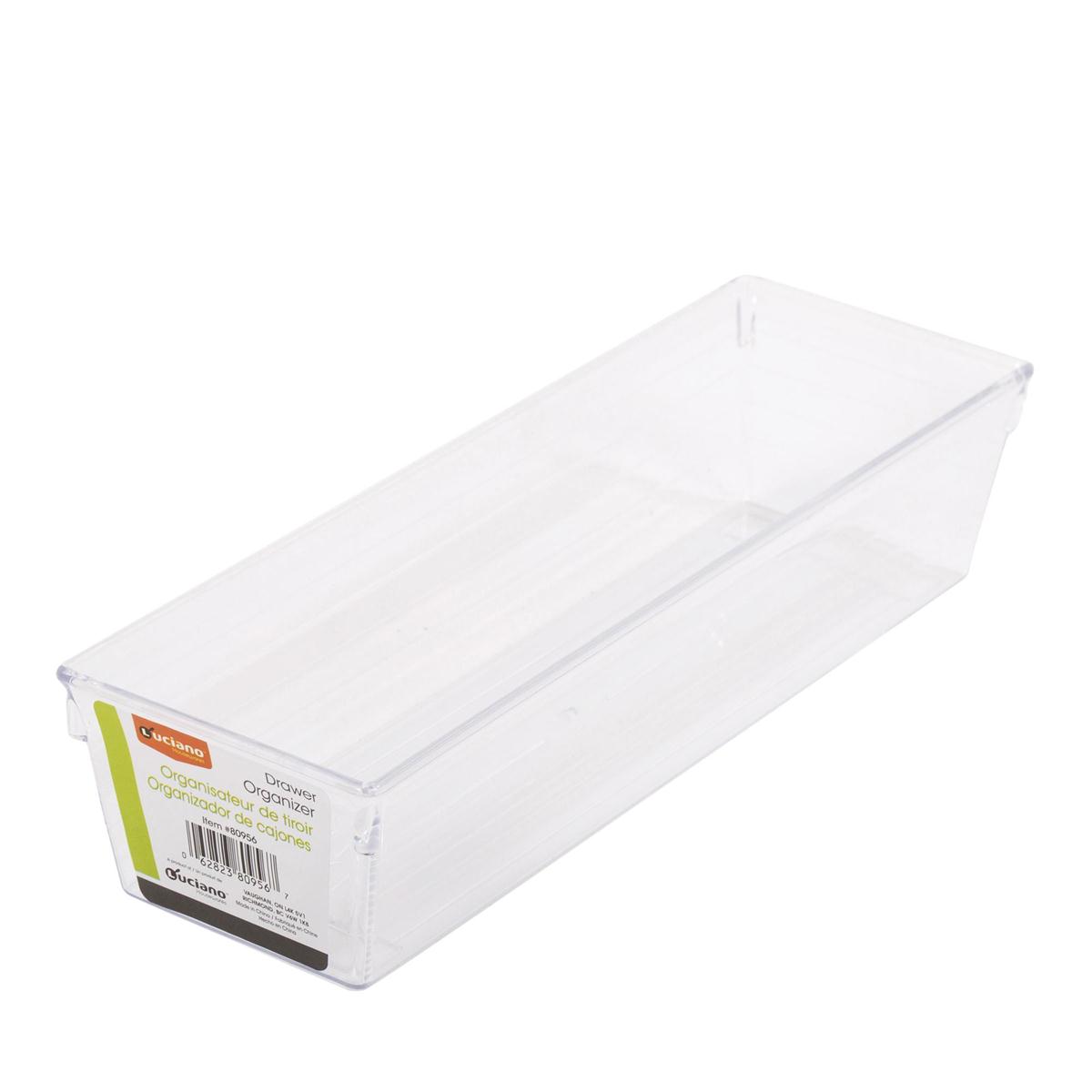 Luciano 9"x3"x2" Plastic Clear Drawer Organizer, label (HZ)