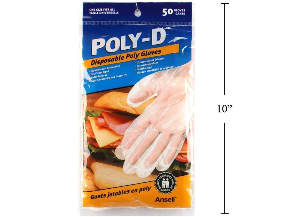 H.E. 50pack Poly Disposable Gloves printed bag (replaced by 81015)